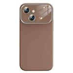 For iPhone 14 Liquid Silicone Large Glass Window Phone Case(Brown)