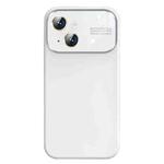 For iPhone 14 Liquid Silicone Large Glass Window Phone Case(White)