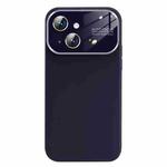 For iPhone 14 Liquid Silicone Large Glass Window Phone Case(Deep Purple)