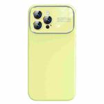 For iPhone 14 Pro Liquid Silicone Large Glass Window Phone Case(Yellow)