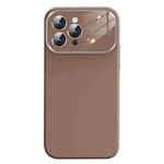 For iPhone 14 Pro Liquid Silicone Large Glass Window Phone Case(Brown)