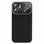 For iPhone 14 Pro Liquid Silicone Large Glass Window Phone Case(Black)