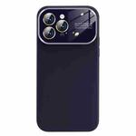 For iPhone 14 Pro Liquid Silicone Large Glass Window Phone Case(Deep Purple)