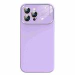 For iPhone 14 Pro Max Liquid Silicone Large Glass Window Phone Case(Light Purple)