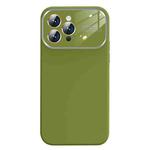 For iPhone 14 Pro Max Liquid Silicone Large Glass Window Phone Case(Green)
