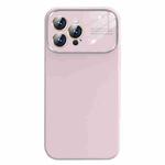 For iPhone 14 Pro Max Liquid Silicone Large Glass Window Phone Case(Pink)