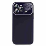 For iPhone 14 Pro Max Liquid Silicone Large Glass Window Phone Case(Deep Purple)