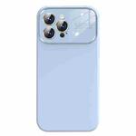 For iPhone 13 Pro Max Liquid Silicone Large Glass Window Phone Case(Blue)