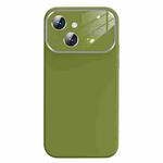 For iPhone 13 Liquid Silicone Large Glass Window Phone Case(Green)