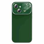 For iPhone 13 Liquid Silicone Large Glass Window Phone Case(Deep Green)