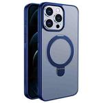 For iPhone 12 Pro Max Multifunctional MagSafe Holder Phone Case(Blue)