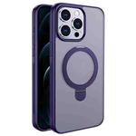 For iPhone 12 Pro Max Multifunctional MagSafe Holder Phone Case(Purple)