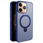 For iPhone 11 Pro Multifunctional MagSafe Holder Phone Case(Blue)