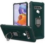 For LG Stylo 6 Carbon Fiber Protective Case with 360 Degree Rotating Ring Holder(Green)