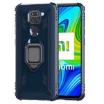 For Xiaomi Redmi 10X / Note 9 Carbon Fiber Protective Case with 360 Degree Rotating Ring Holder(Blue)