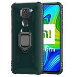 For Xiaomi Redmi 10X / Note 9 Carbon Fiber Protective Case with 360 Degree Rotating Ring Holder(Green)