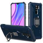 For Xiaomi Redmi 9 Carbon Fiber Protective Case with 360 Degree Rotating Ring Holder(Blue)
