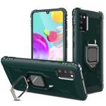 For Samsung Galaxy A41 Carbon Fiber Protective Case with 360 Degree Rotating Ring Holder(Green)