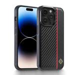 For iPhone 14 Pro LC.IMEEKE 3 in 1 Carbon Fiber Texture Shockproof Phone Case(Black)