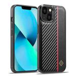 For iPhone 13 LC.IMEEKE 3 in 1 Carbon Fiber Texture Shockproof Phone Case(Black)