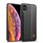 For iPhone XR LC.IMEEKE 3 in 1 Carbon Fiber Texture Shockproof Phone Case(Black)