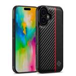 For iPhone 16 LC.IMEEKE 3 in 1 Carbon Fiber Texture Shockproof Phone Case(Black)