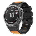 For Garmin Fenix 7 Pro 22mm Screw Buckle Diamond Texture Two Color Silicone Watch Band(Orange+Black)