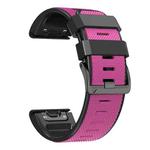 For Garmin Fenix 7 Pro 26mm Screw Buckle Diamond Texture Two Color Silicone Watch Band(Pink+Black)