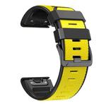 For Garmin Fenix 7 Pro 26mm Screw Buckle Diamond Texture Two Color Silicone Watch Band(Yellow+Black)