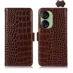 For Asus ZenFone 10 / ZenFone 9  Crocodile Top Layer Cowhide Leather Phone Case(Brown)