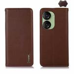 For Asus ZenFone 10 / ZenFone 9 KHAZNEH Nappa Top Layer Cowhide Leather Phone Case(Brown)