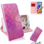 For Samsung Galaxy A21s Solid Color Colorful Magnetic Buckle Horizontal Flip PU Leather Case with Holder & Card Slots & Wallet & Lanyard(Pink)