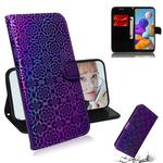 For Samsung Galaxy A21s Solid Color Colorful Magnetic Buckle Horizontal Flip PU Leather Case with Holder & Card Slots & Wallet & Lanyard(Purple)
