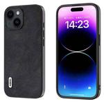 For iPhone 15 Plus ABEEL Morocco Texture PU Phone Case(Black)