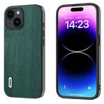 For iPhone 15 Plus ABEEL Wood Texture PU Phone Case(Green)