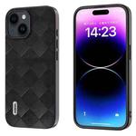 For iPhone 15 Plus ABEEL Weave Plaid PU Phone Case(Black)