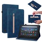 For Amazon Fire Max 11 Skin Feel Solid Color Zipper Leather Tablet Case(Blue)