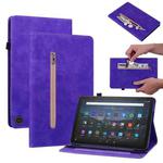 For Amazon Fire Max 11 Skin Feel Solid Color Zipper Leather Tablet Case(Purple)