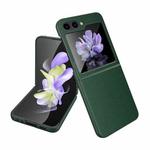 For Samsung Galaxy Z Flip5 Anti-slip Strip Ultra-thin Folding Litchi Texture PC Phone Case(Green)
