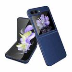 For Samsung Galaxy Z Flip5 Anti-slip Strip Ultra-thin Folding Litchi Texture PC Phone Case(Blue)