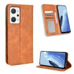 For OPPO Reno9 A / Reno7 A Magnetic Buckle Retro Texture Leather Phone Case(Brown)