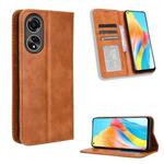 For OPPO A58 4G Magnetic Buckle Retro Texture Leather Phone Case(Brown)