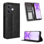 For OPPO A3x 5G India Magnetic Buckle Retro Texture Leather Phone Case(Black)