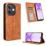 For OPPO A3x 5G India Magnetic Buckle Retro Texture Leather Phone Case(Brown)