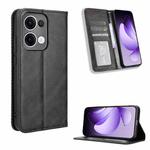 For OPPO Reno13 5G Global Magnetic Buckle Retro Texture Leather Phone Case(Black)
