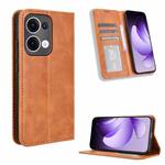 For OPPO Reno13 5G Global Magnetic Buckle Retro Texture Leather Phone Case(Brown)