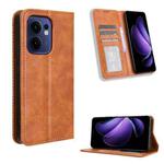 For OPPO Reno13 F 4G / 5G Magnetic Buckle Retro Texture Leather Phone Case(Brown)