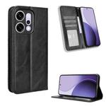 For OPPO Reno14 5G Global Magnetic Buckle Retro Texture Leather Phone Case(Black)