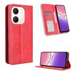 For OPPO A5x 4G / 5G Global Magnetic Buckle Retro Texture Leather Phone Case(Red)