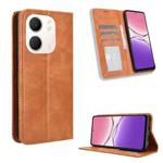 For OPPO A5x 4G / 5G Global Magnetic Buckle Retro Texture Leather Phone Case(Brown)